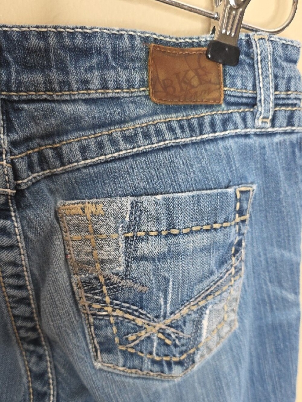BKE Sabrina Bootcut Jeans 28x35.5 Stretch Blue Distressed Long Inseam Low Rise - Picture 6 of 15